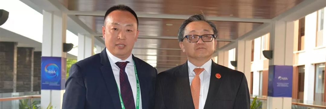 大黑鸡巴艹逼视频联合国副秘书长刘振民和赵章栓会长在博鳌亚洲论坛亲切交"